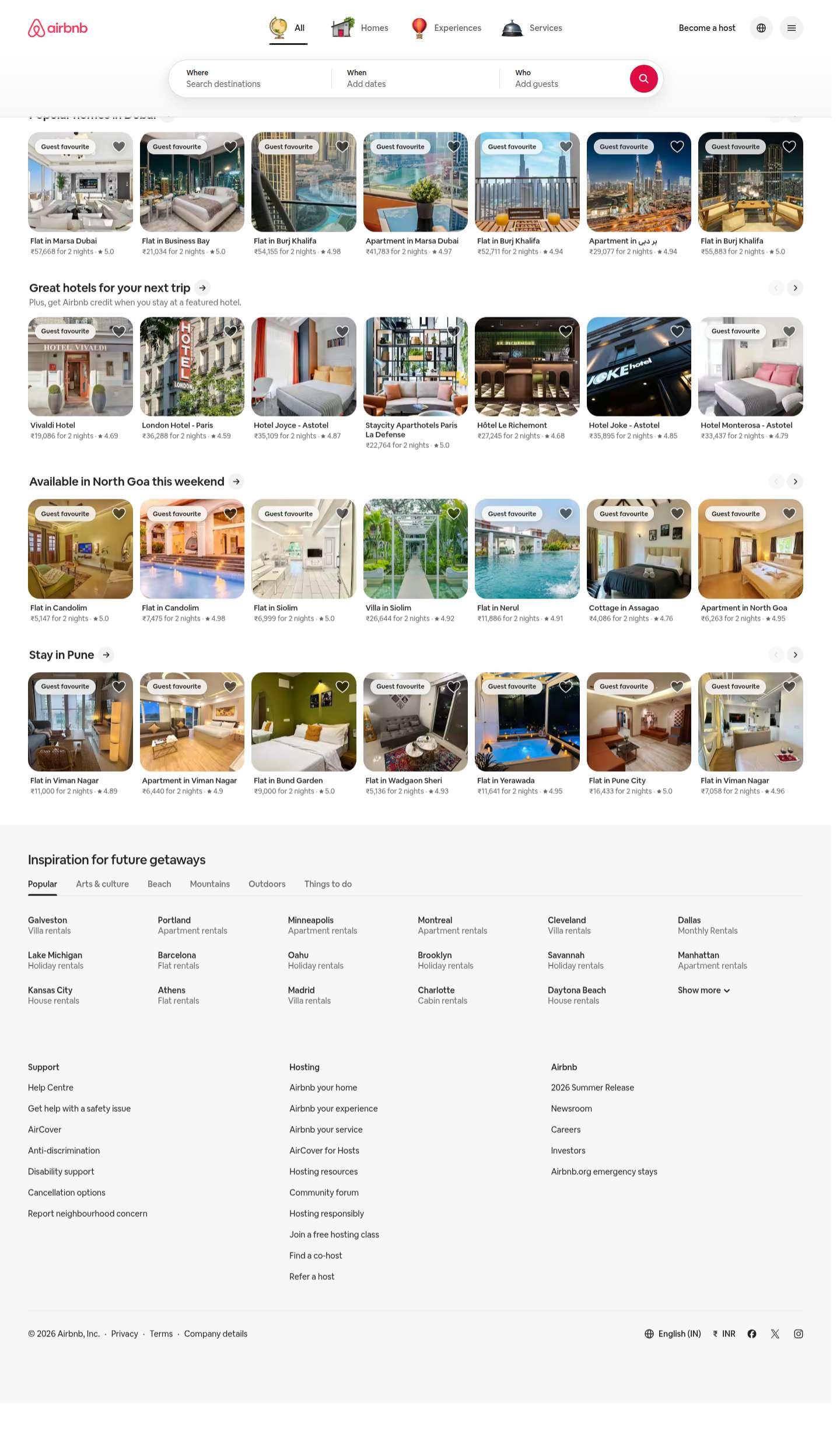 airbnb.com website preview