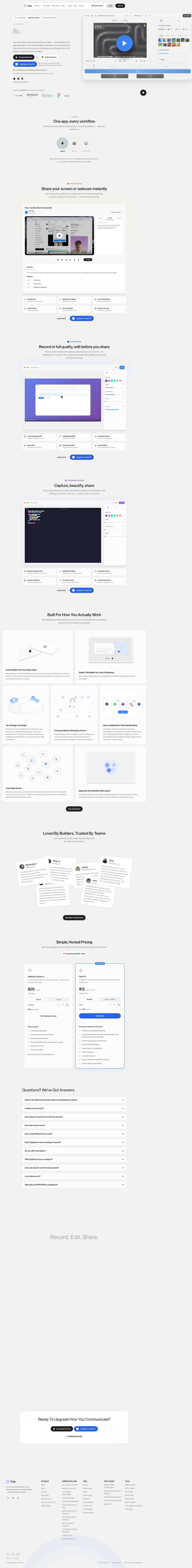 Cap — Beautiful screen recordings, owned by you. website preview