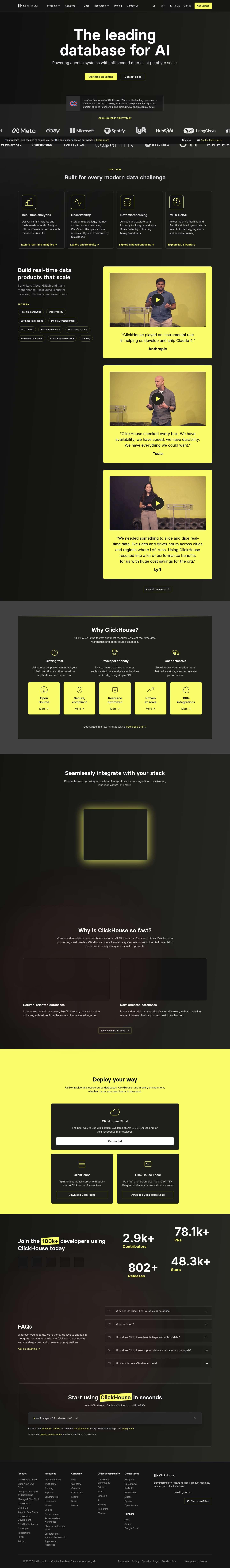 First-fold preview of clickhouse.com
