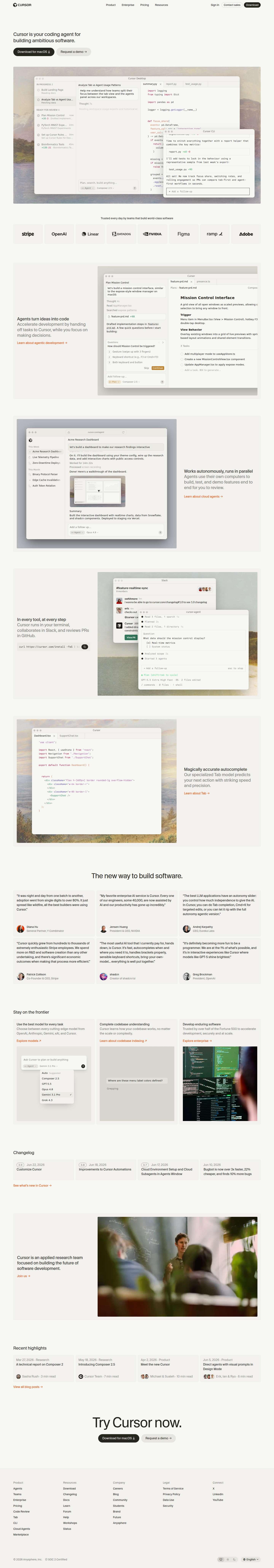 First-fold preview of cursor.com