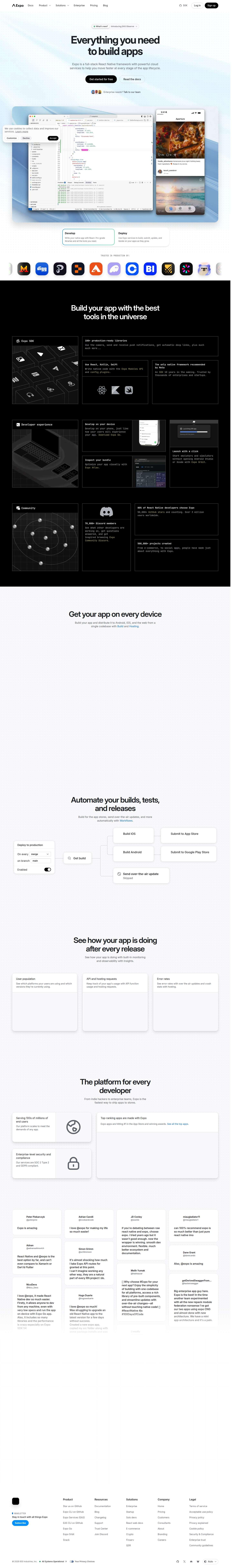 expo.dev website preview