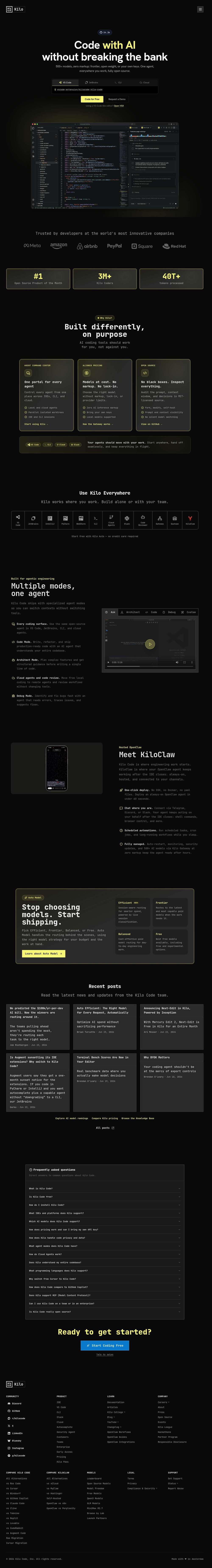 First-fold preview of kilo.ai