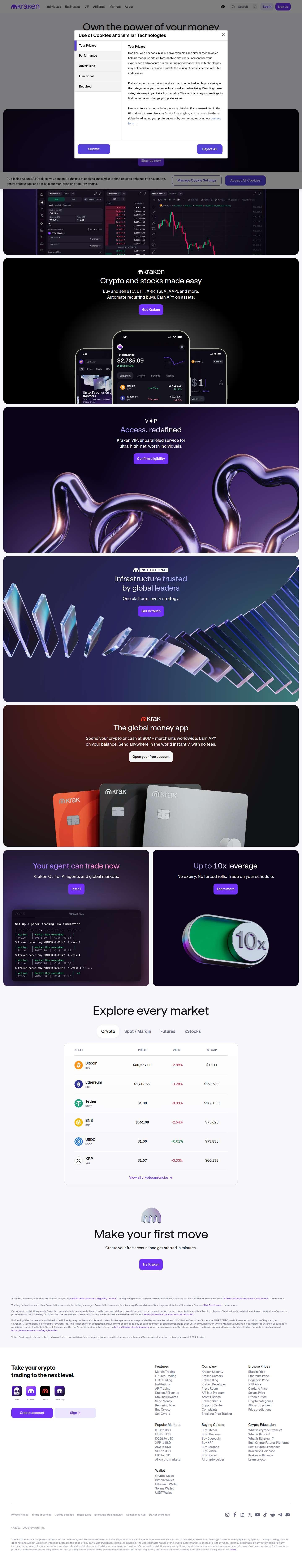 First-fold preview of kraken.com