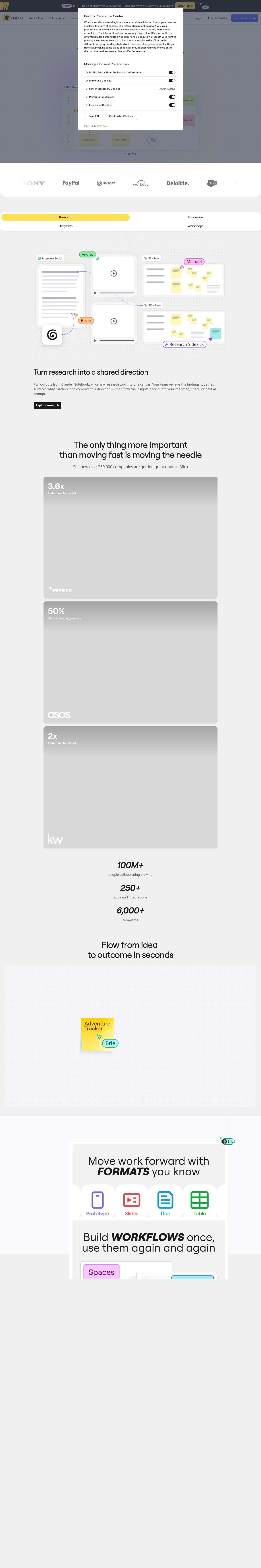 First-fold preview of miro.com