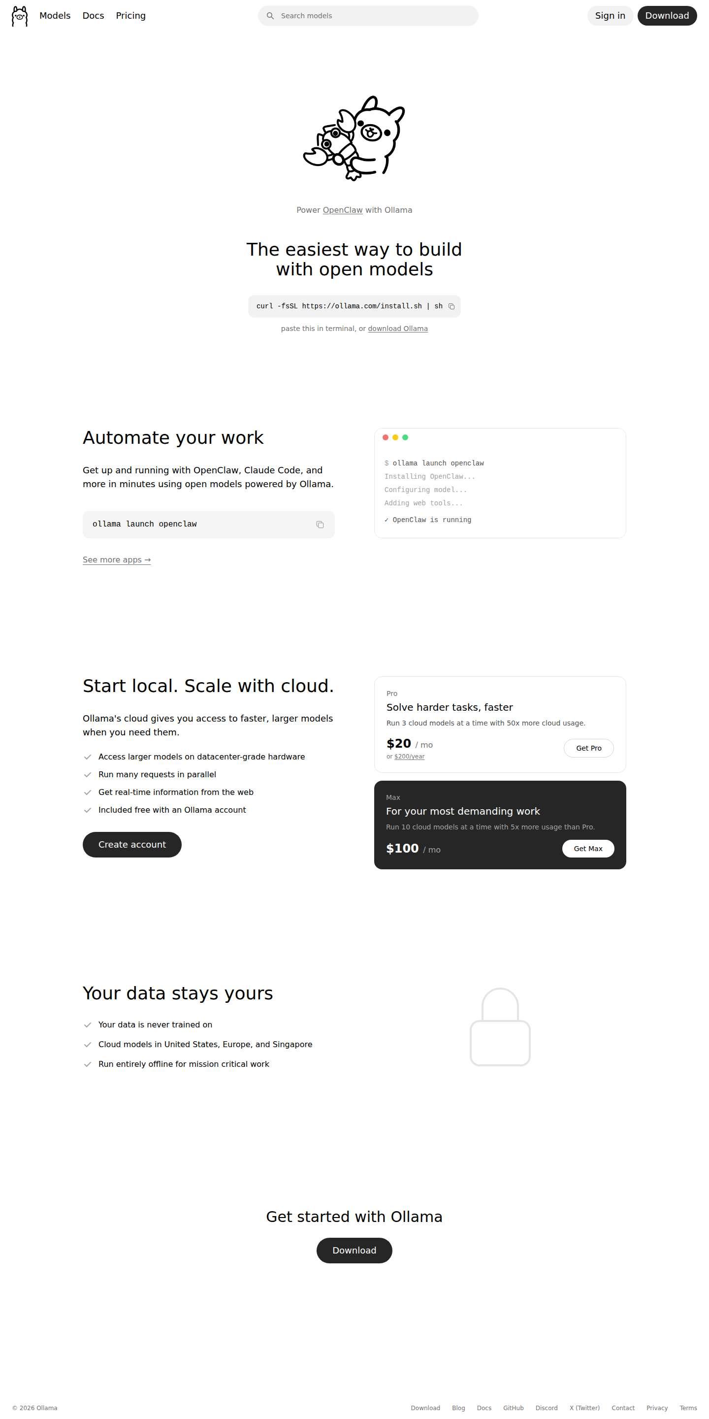 ollama.com website preview
