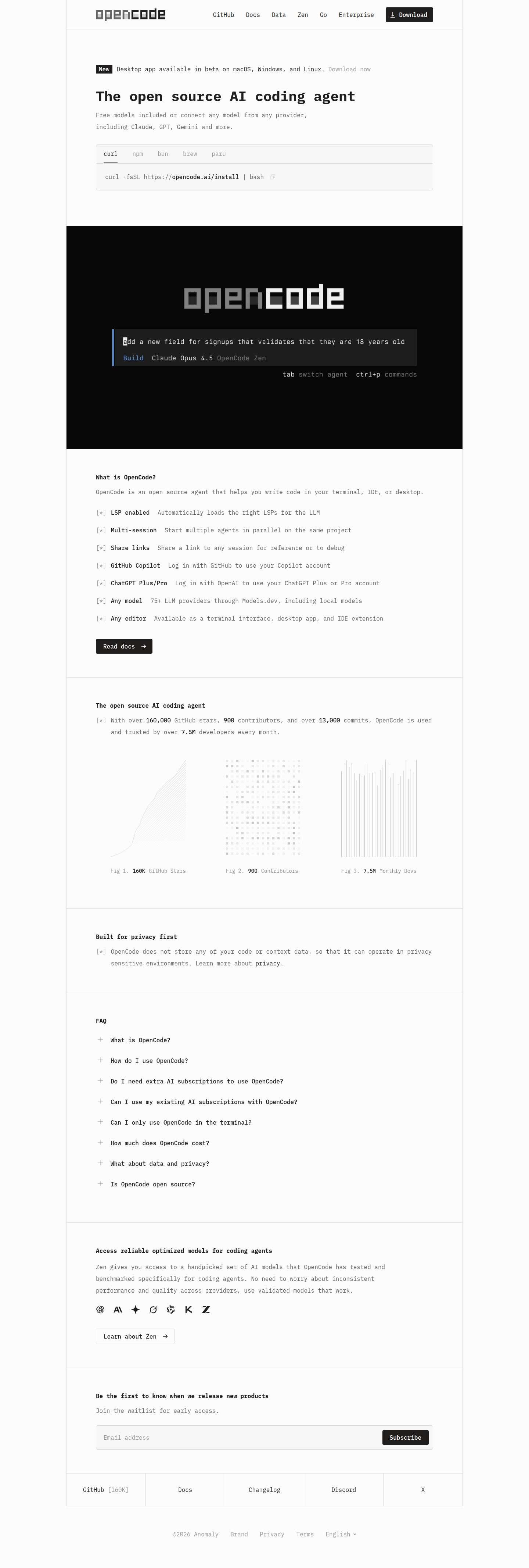 opencode.ai website preview