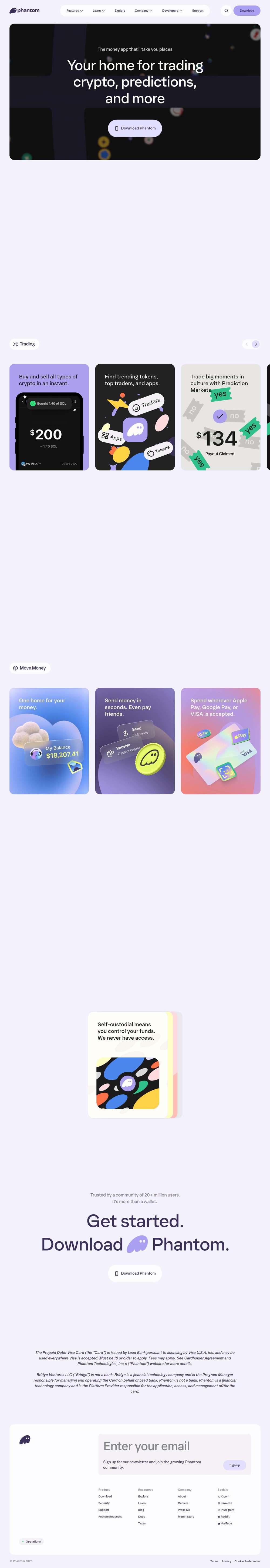 First-fold preview of phantom.com