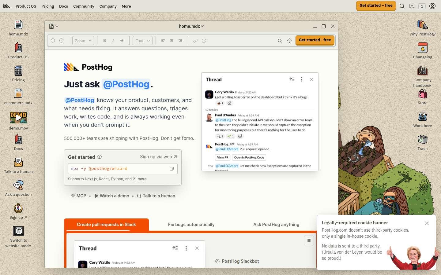 posthog.com website preview