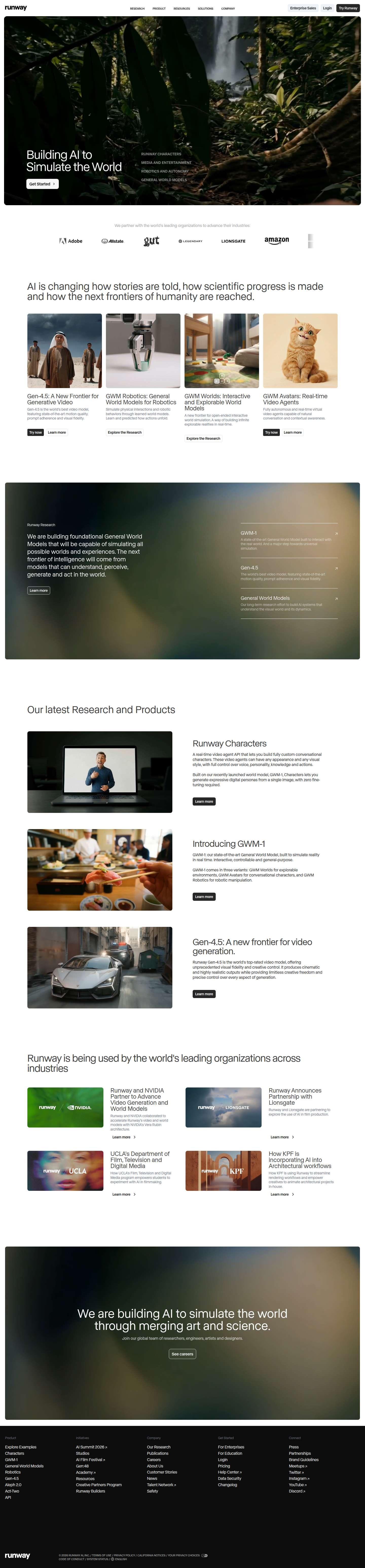 First-fold preview of runwayml.com