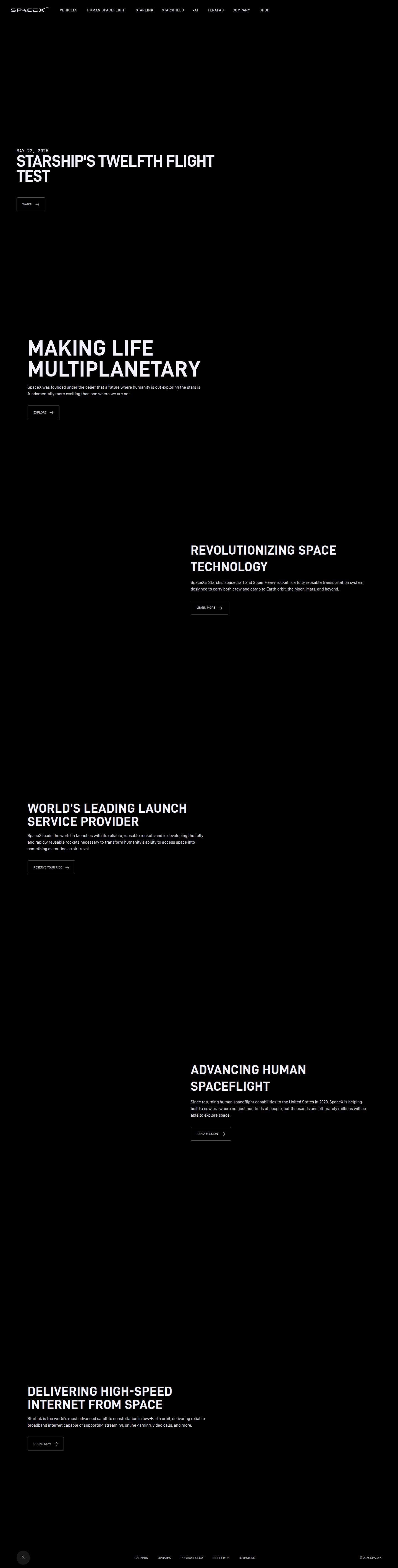 SpaceX website preview