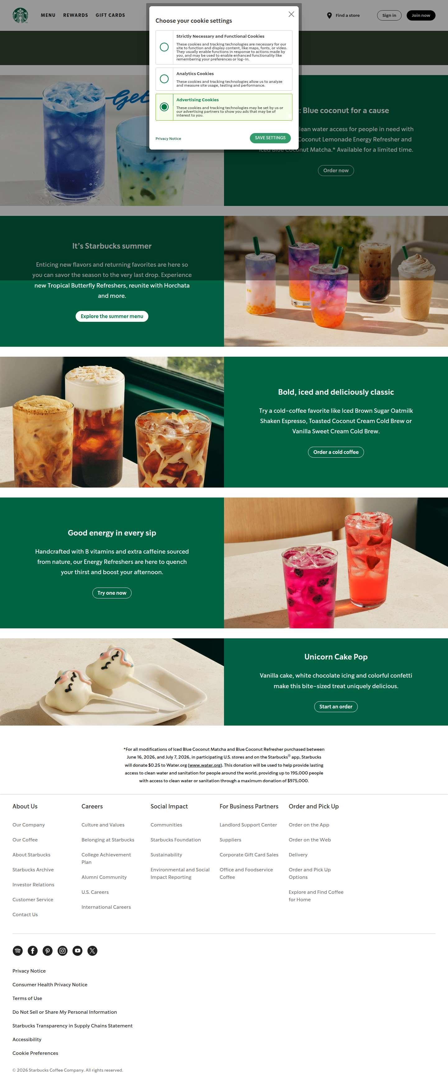 starbucks.com website preview