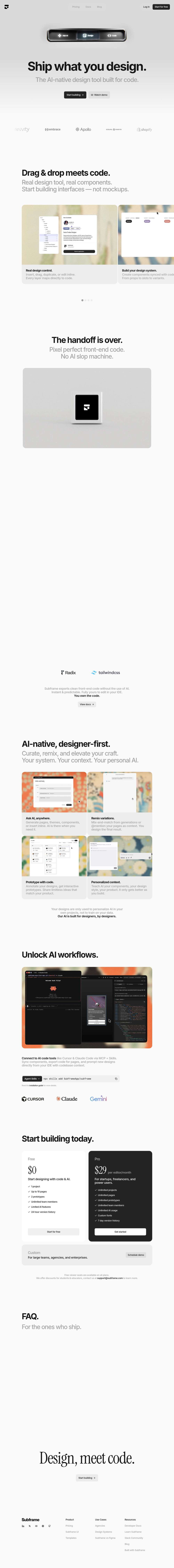First-fold preview of subframe.com