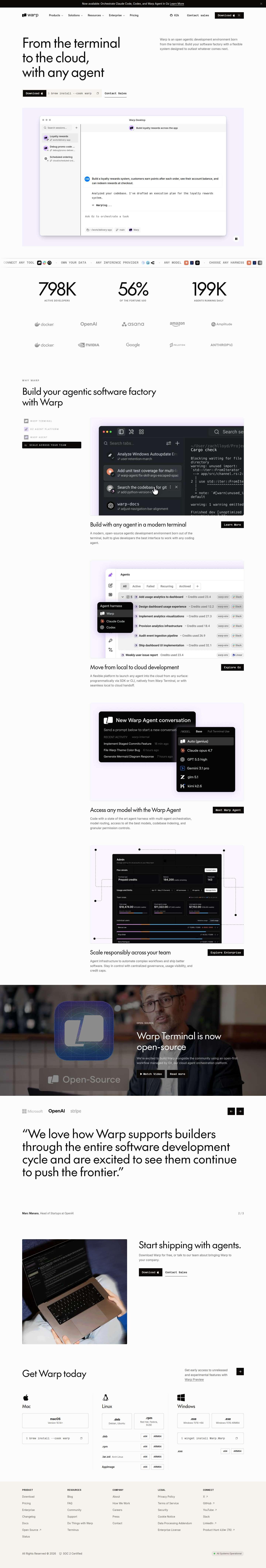 warp.dev website preview
